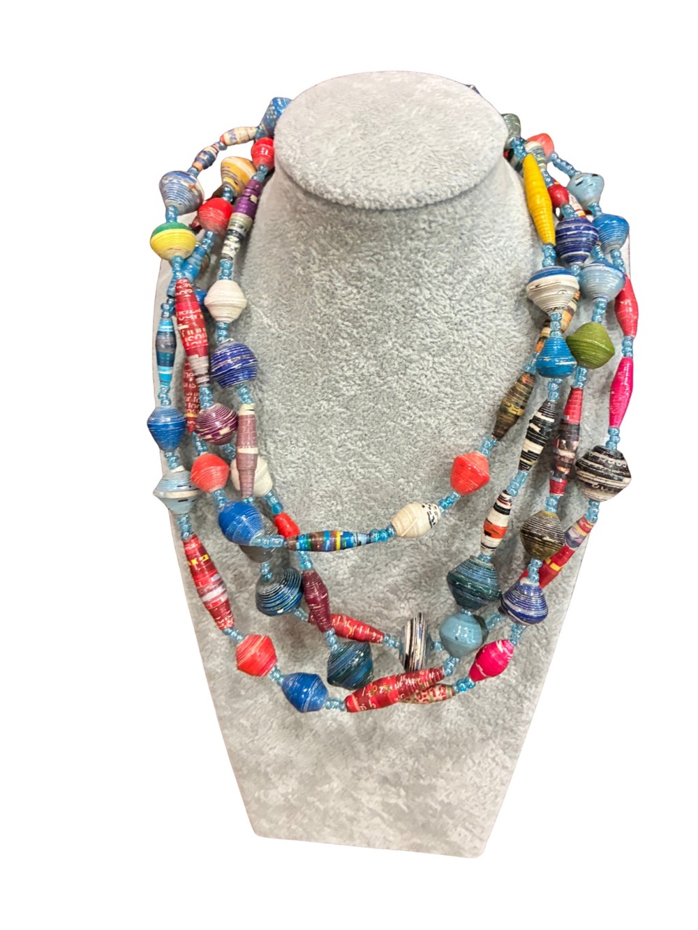 Handcrafted Multicolor Paper Bead Necklace - Women Jewelry